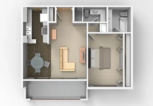 Floor plan Renovated 1 Bedroom