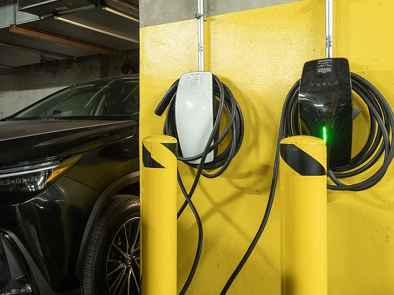 Valet parking and electric vehicle charging stations available