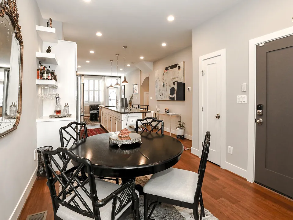 Spacious dining room filled with natural light