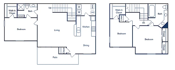 Floor plan 3 Bedroom, 2 Bath - Townhome