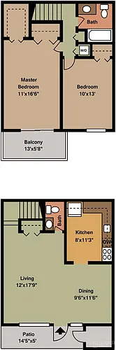 Floor plan Two Bedroom Townhome