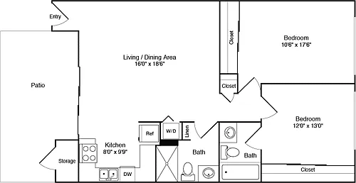 Floor plan 2 Bedrooms B