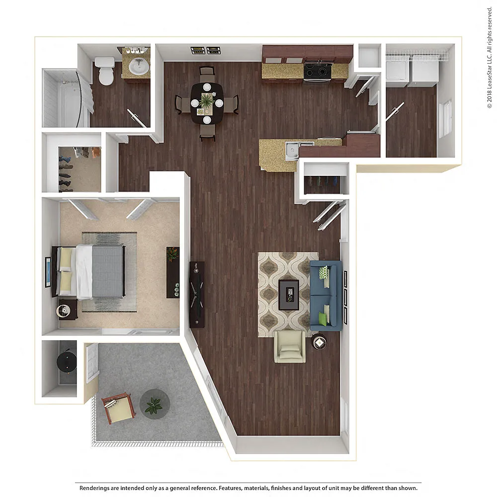 Floor plan 1 Bed, 1 Bath