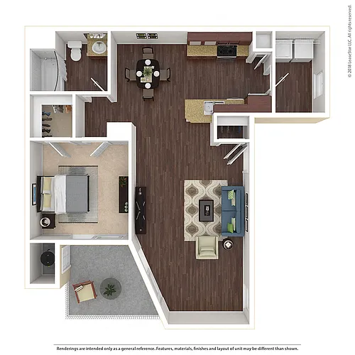 Floor plan 1 Bed, 1 Bath