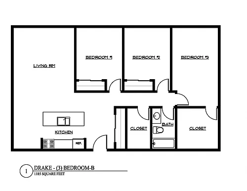 Floor plan Three Bedroom B
