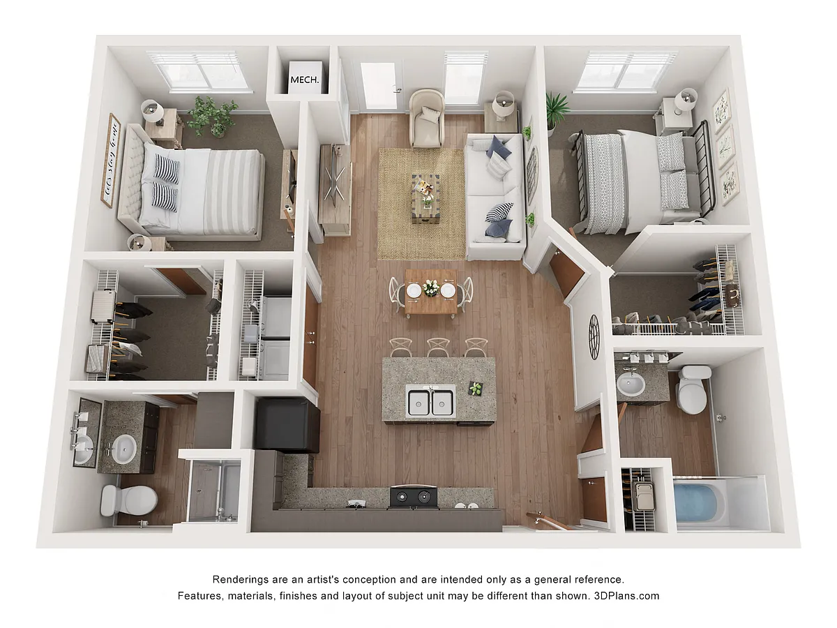Floor plan Mahogany 2 Bedroom 2 Bathroom