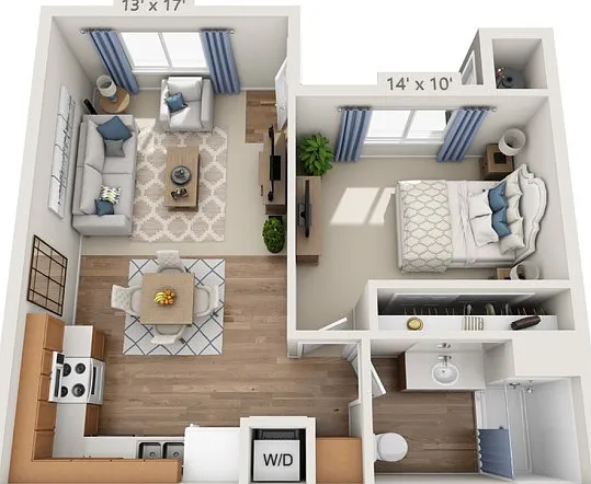 Floor plans are artist's rendering. All dimensions are approximate. Actual product and specifications may vary in dimension or detail. Not all features are available in every apartment. Prices and availability are subject to change. Floor plans are artist