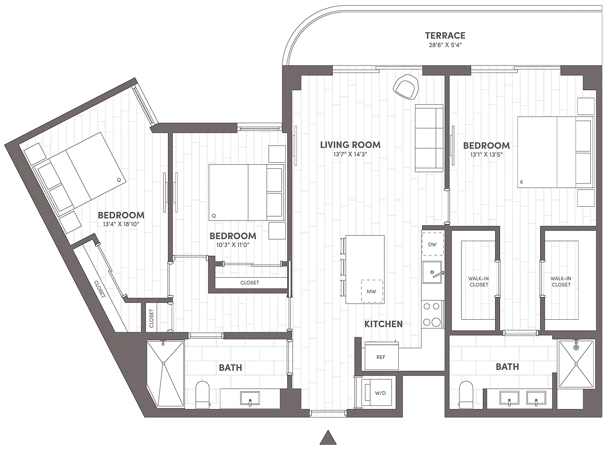 Floor plan 3 Bed-2 Bath-E1