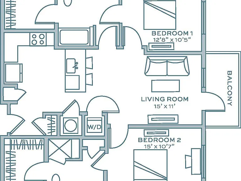 Two Bedroom Two Bath (1075 SF) Two Bedroom Two Bath (1075 SF)