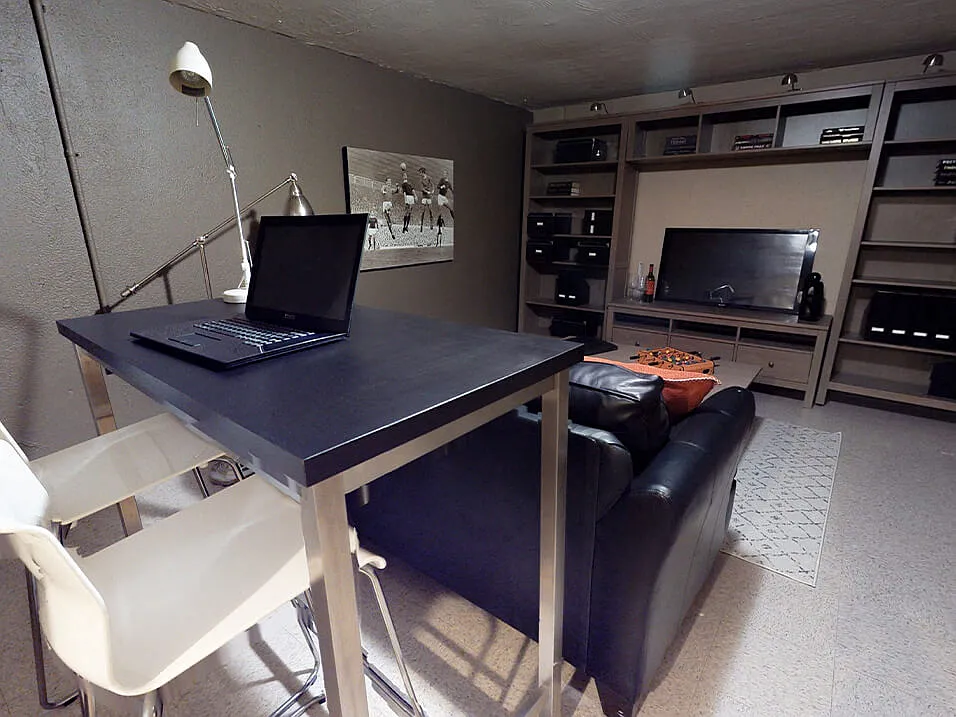 You can use the basement for an office or entertainment center!