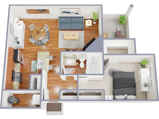 Floor plan 1 Bed, 1 Bath C