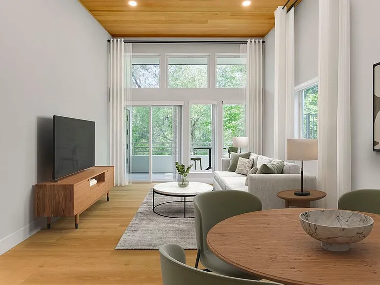 Freestanding Home living room with hard surface flooring