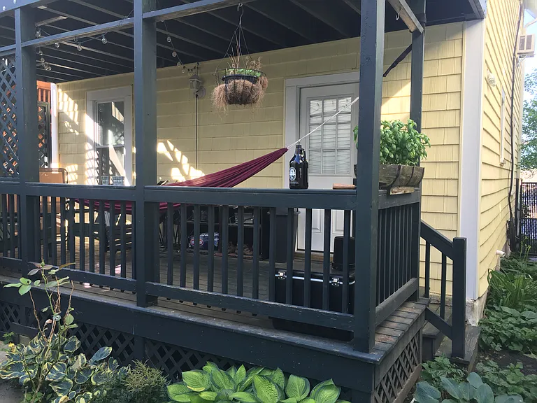 There is a lovely back porch and garden, great for al freco dining and relaxing