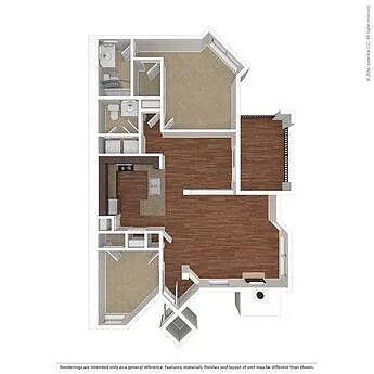 Floor plan 1 Bed & Study Granite/Hardwood