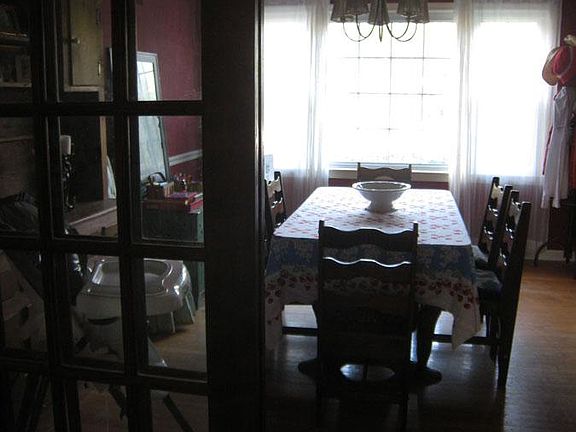 View of dining room view from kitchen.