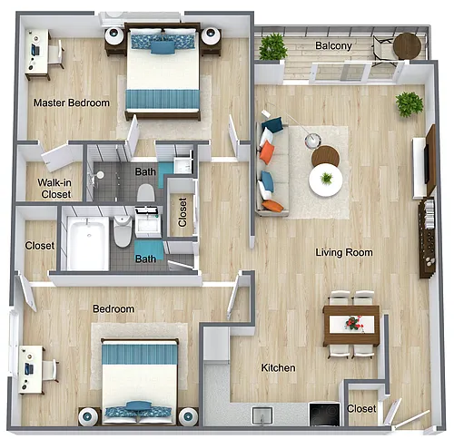 Floor plan 2 Bedroom 2 Bath