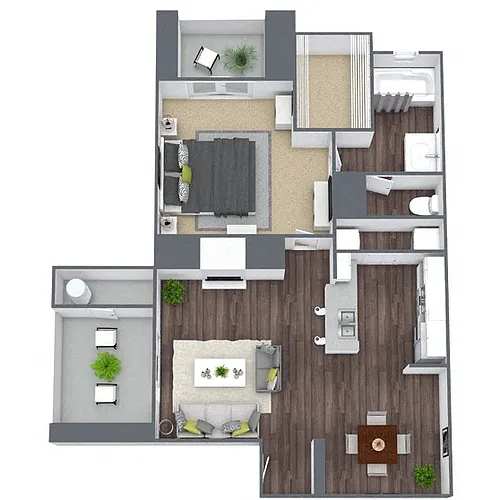 Floor plan A3: 1 Bed 1 Bath