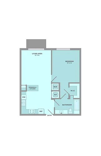 Floor plan 1 Bedroom, 1 Bathroom