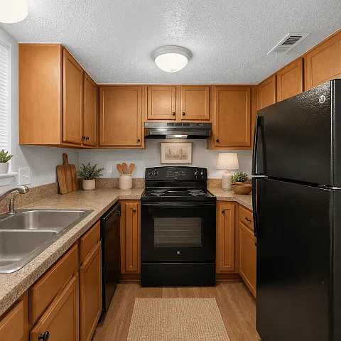Functional kitchen with ample cabinetry and generous prep space.
