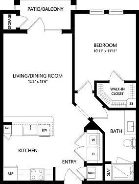Floor plans are artist's rendering. All dimensions are approximate. Actual product and specifications may vary in dimension or detail. Not all features are available in every apartment. Prices and availability are subject to change. Floor plans are artist