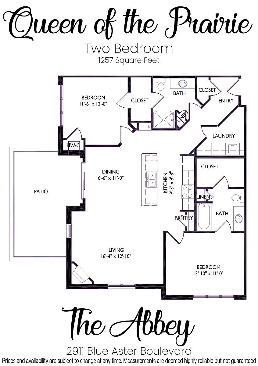 Floor plan Queen of the Prairie