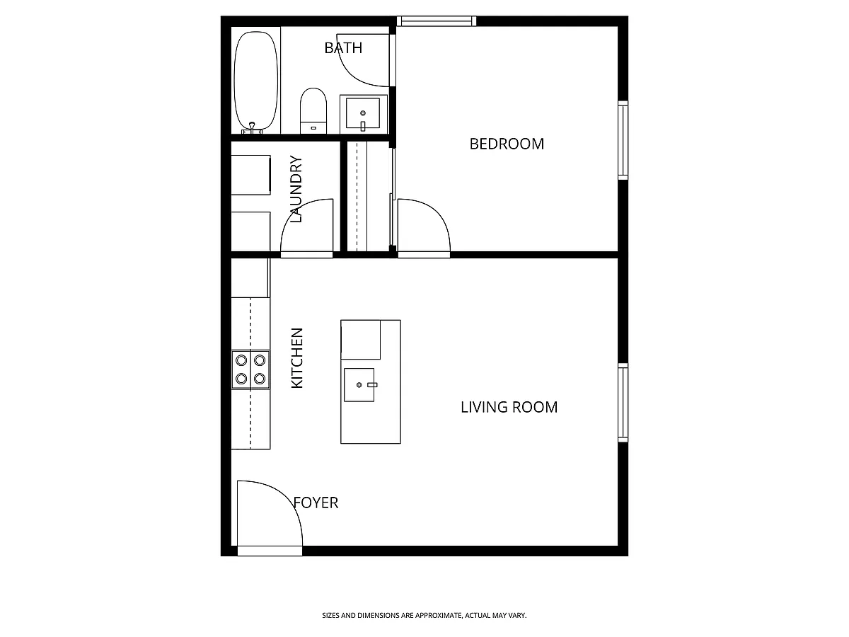 Floor plan Rear-1 Bedroom Patio