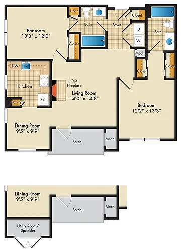 Floor plan 2 Bed 2 Bath