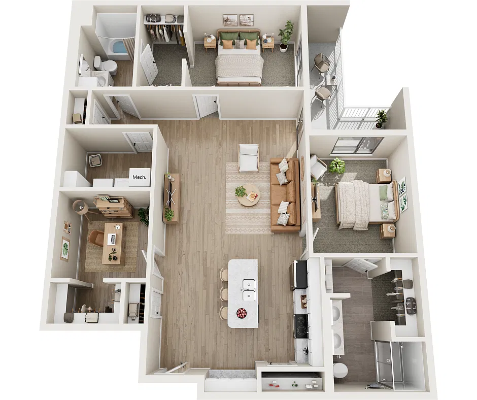 Floor plan Rainier (+ Den)