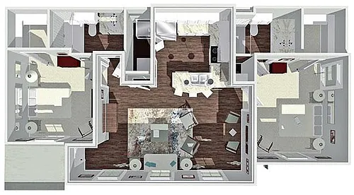Floor plan Two Bedroom Courtyard