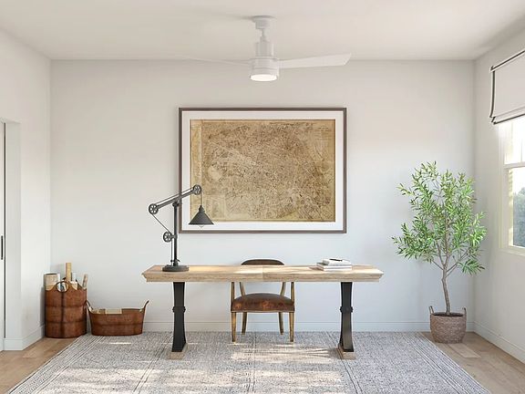 Home office with barn door