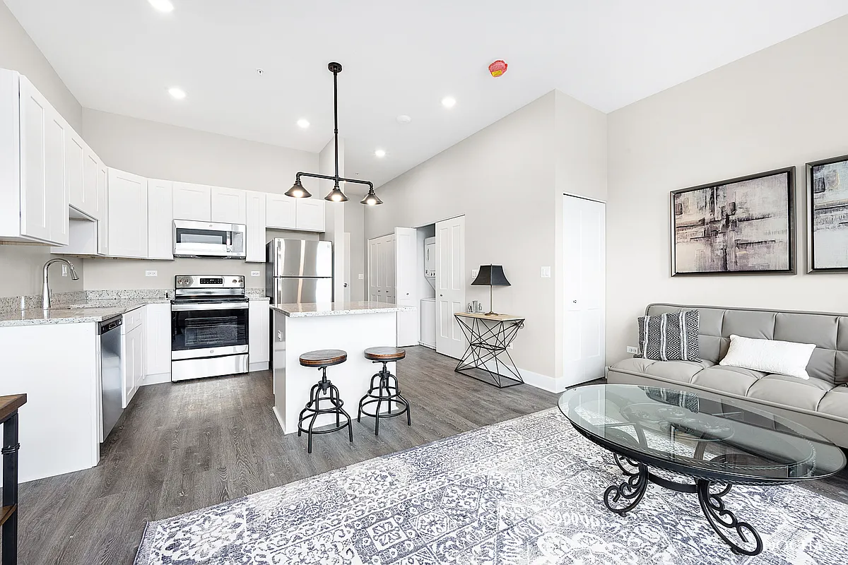 Kitchen and living space of studio - 1101 Ritter St #301