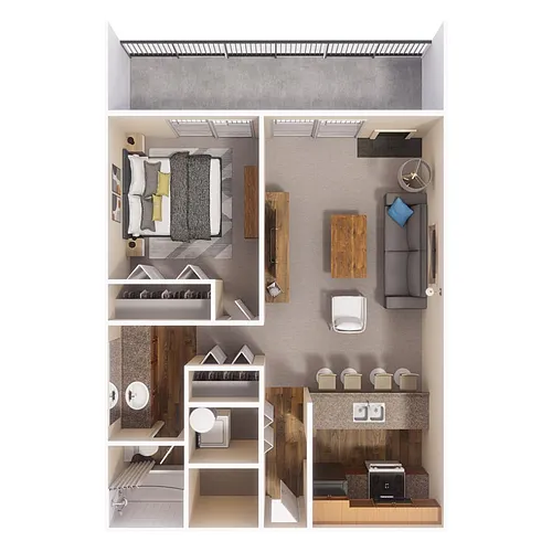 Floor plan 1x1 611 sqft