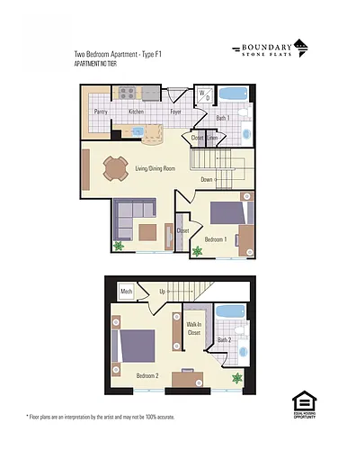 Floor plan 2 Bed/2 Bath (251bc1)