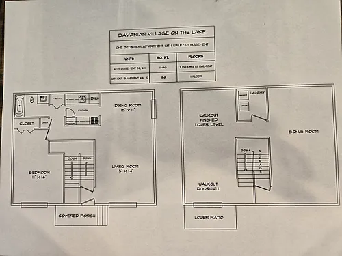 Floor plan One-Two Bedroom Apartment With Finished Walkout