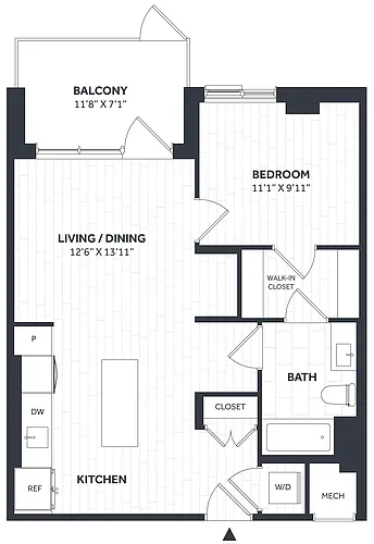Floor plan 1 Bed/1 Bath - Stratos - AA08