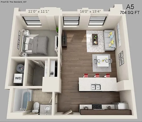 Floor plan One Bed/One Bath - 704