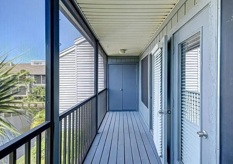 Very large lanai with additional closet storage space with great view of pond
