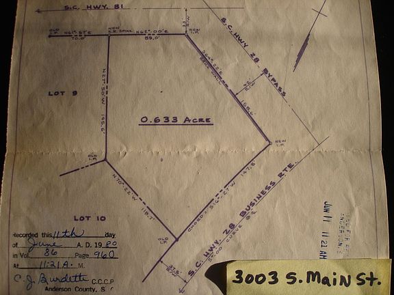 .633 Acre Lot (147.8' Abbeville Hwy, 158'.6" 28BYPASS,89' S.MainSt.,145.',118'