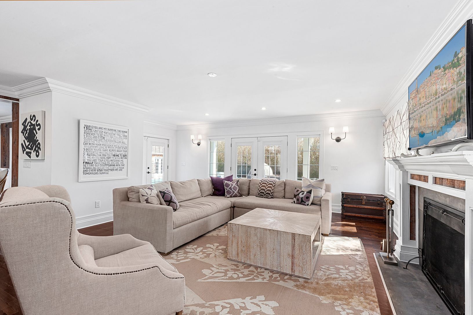  
Living Room w/ wood burning fireplace

