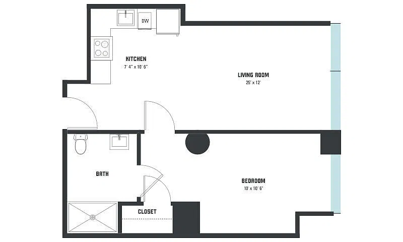 Floor plan A2 One Bedroom