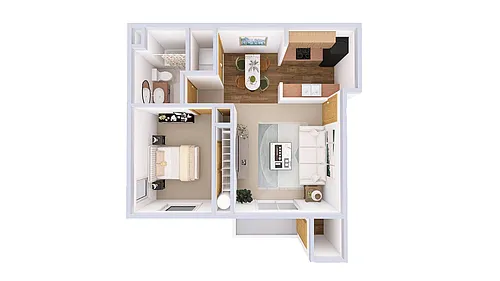 Floor plan 1 Bedroom, 1 Bath