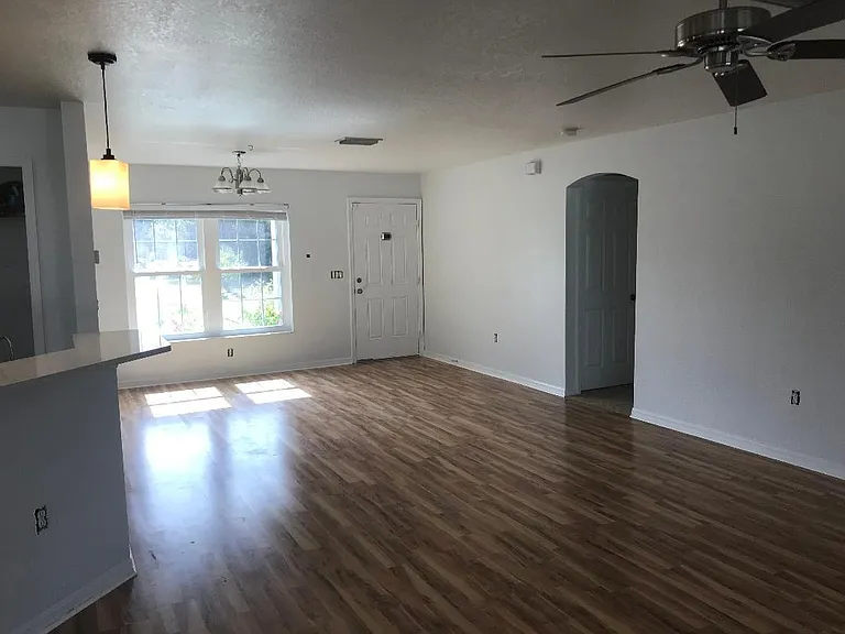 living room with laminate floors