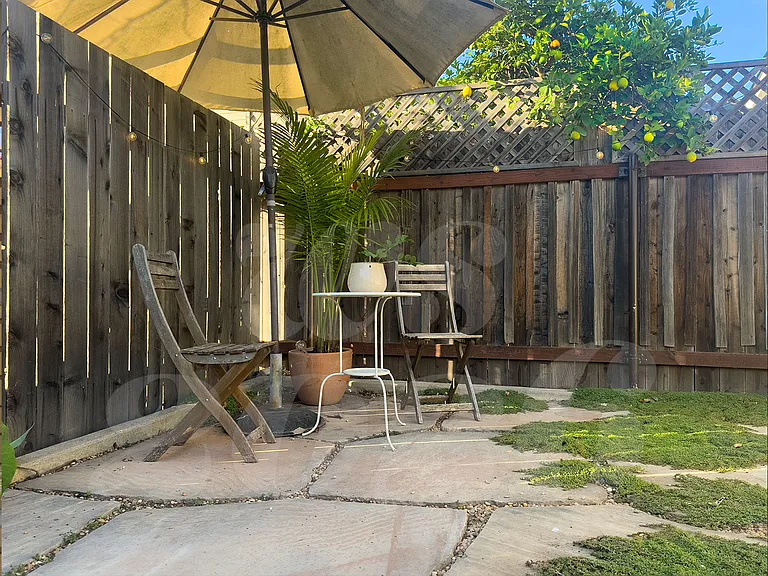private patio/sideyard with fruit trees.