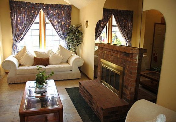 living room with fireplace