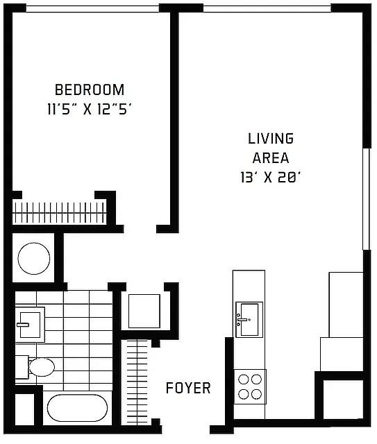 Floor plan 1 Bedroom High Crown Corner