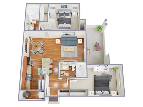 Floor plan 2 Bed, 2 Bath