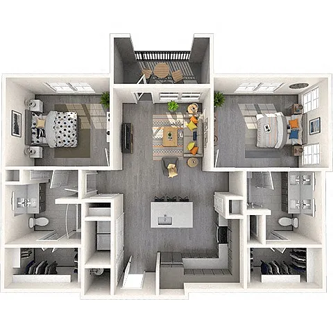 Floor plan B1 2x2 1091 SF