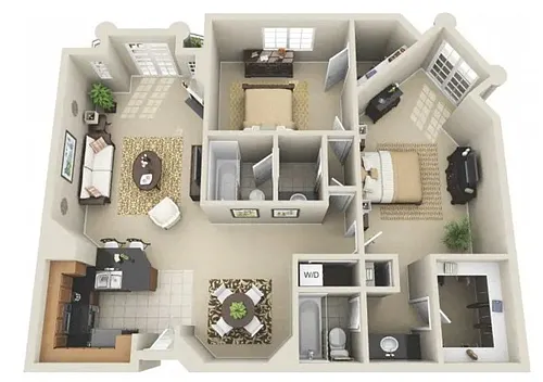 Floor plan One Bedroom - 600 sf