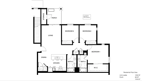 Floor plan Three-Bedroom