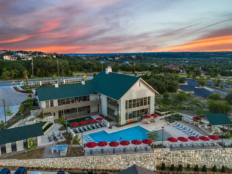 Aerial view of our Clubhouse and Pool Deck